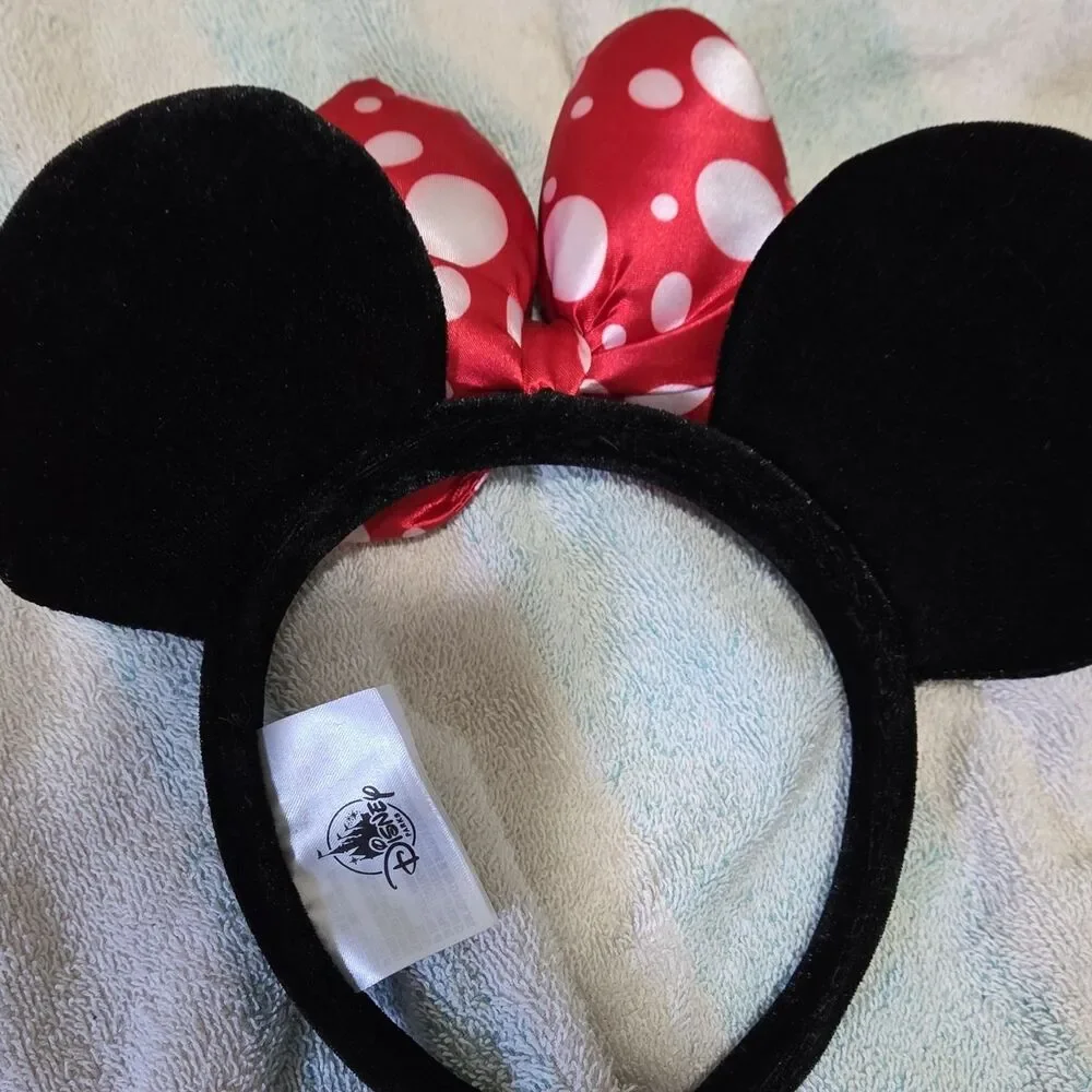 Disney Parks Minnie Mouse Classic Red White Polka Dot Bow Ear Headband Authentic